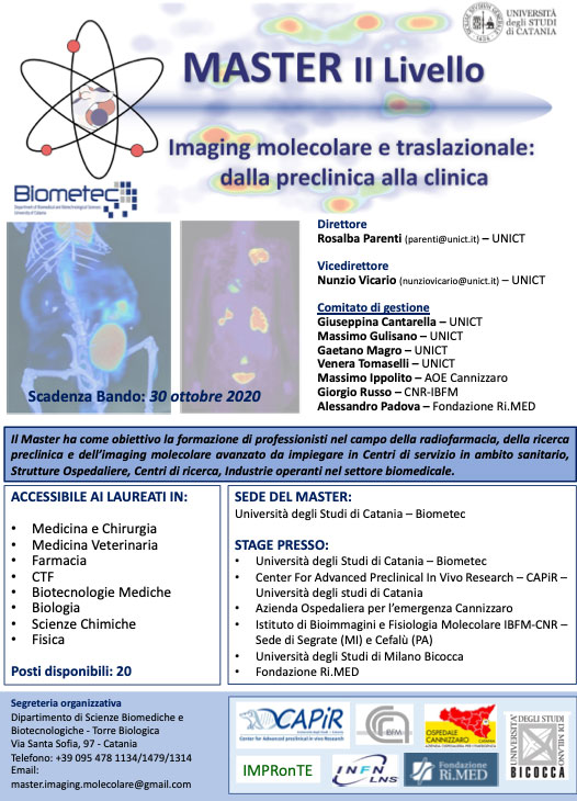 Università degli Studi di Catania – Master II livello “Imaging molecolare e radiofarmaci: dalla preclinica alla clinica”